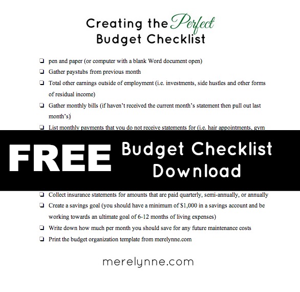 Budget Checklist download