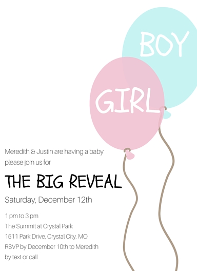 gender reveal party invite