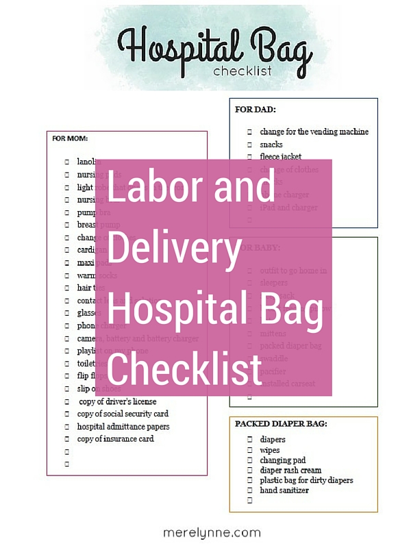 Labor and Delivery Hospital Bag Checklist