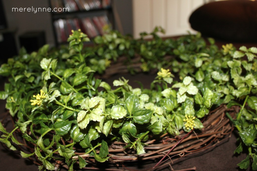 DIY twig and greenery wreath