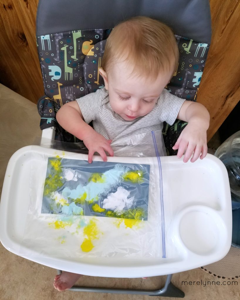 mess free painting, activities to do with baby, 9 month baby activities