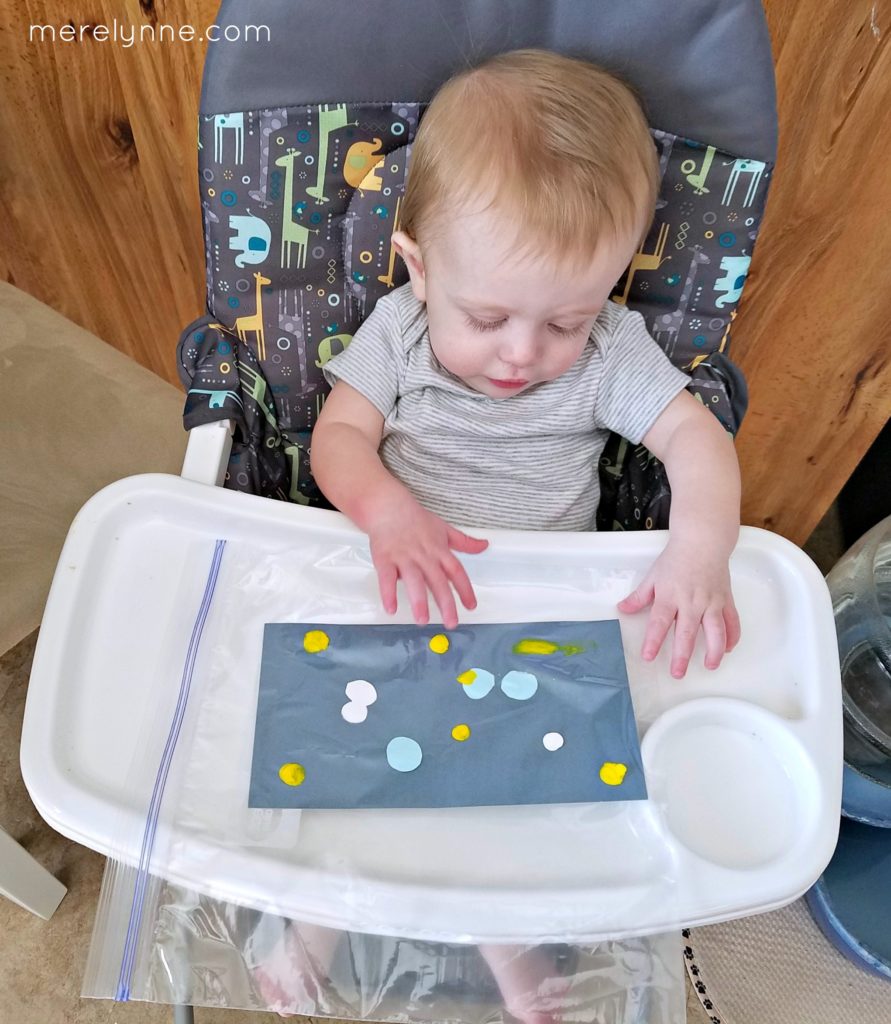 mess free painting, activities to do with baby, 9 month baby activities