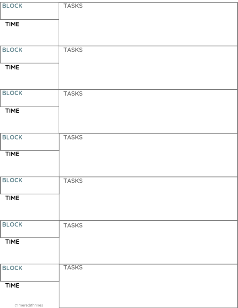 block schedule from Meredith Rines_merelynne.com
